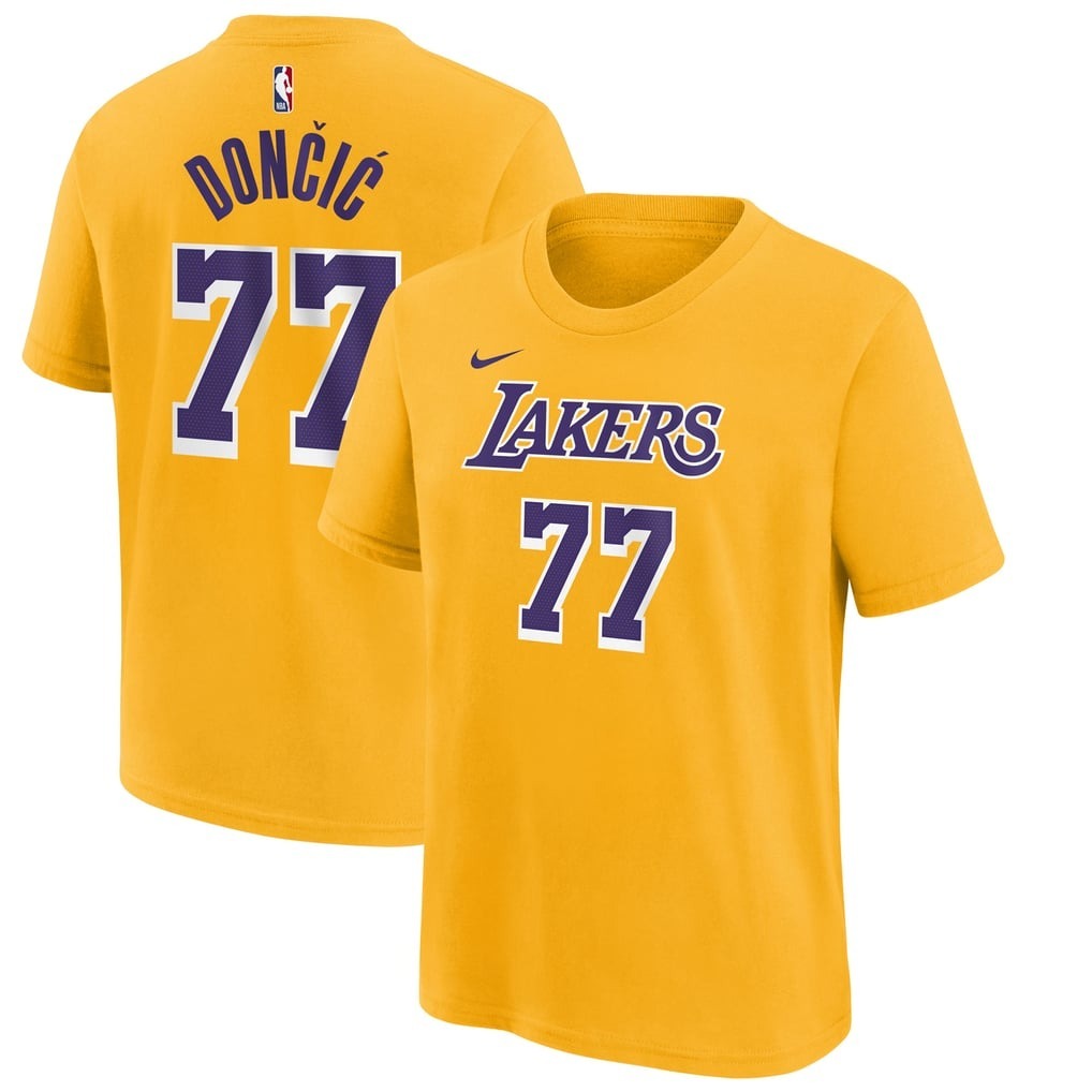 NBA短袖 Luka Doncic 洛杉磯湖人黃 Icon Youth Nike Player Name Tee 青年版 棉質 全新