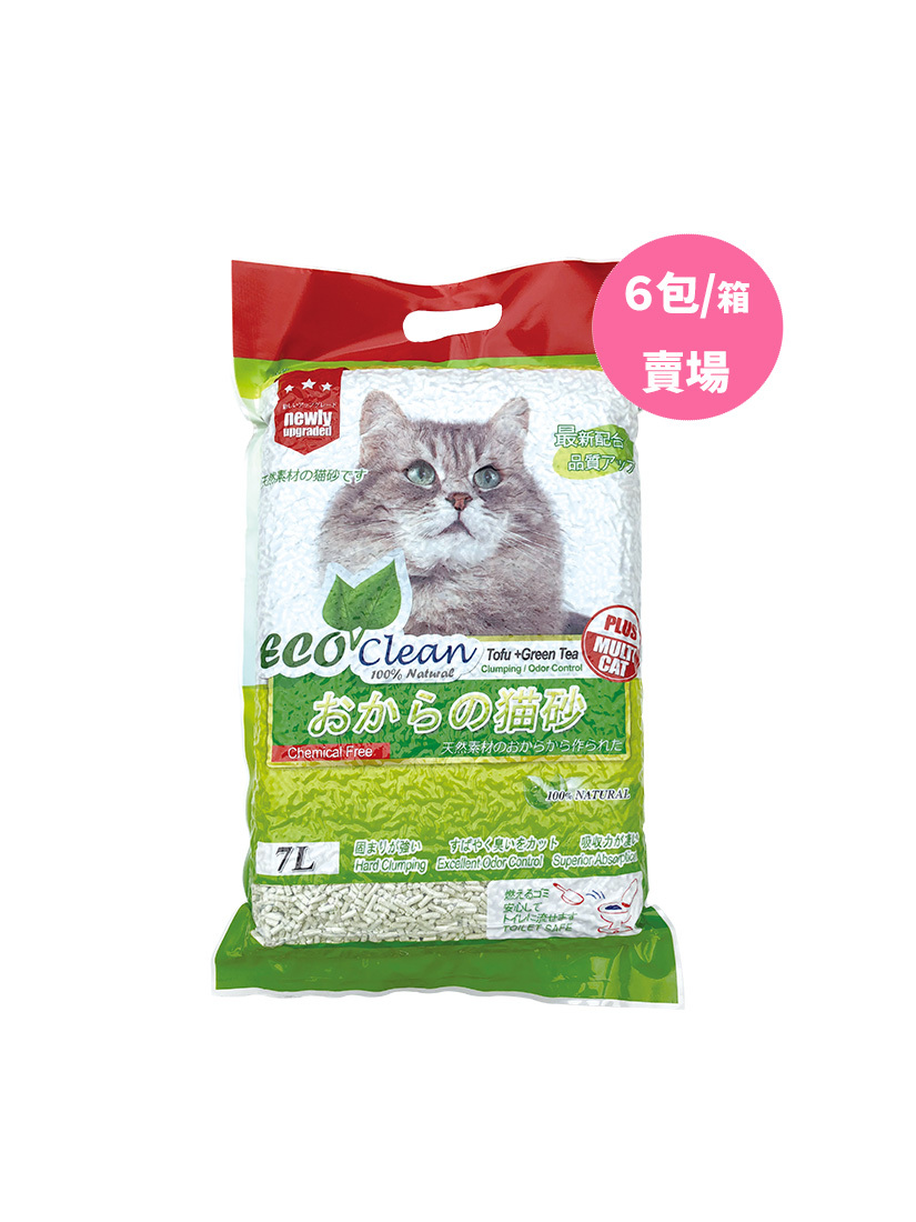 ECO艾可豆腐貓砂7L-綠茶-6包/箱
