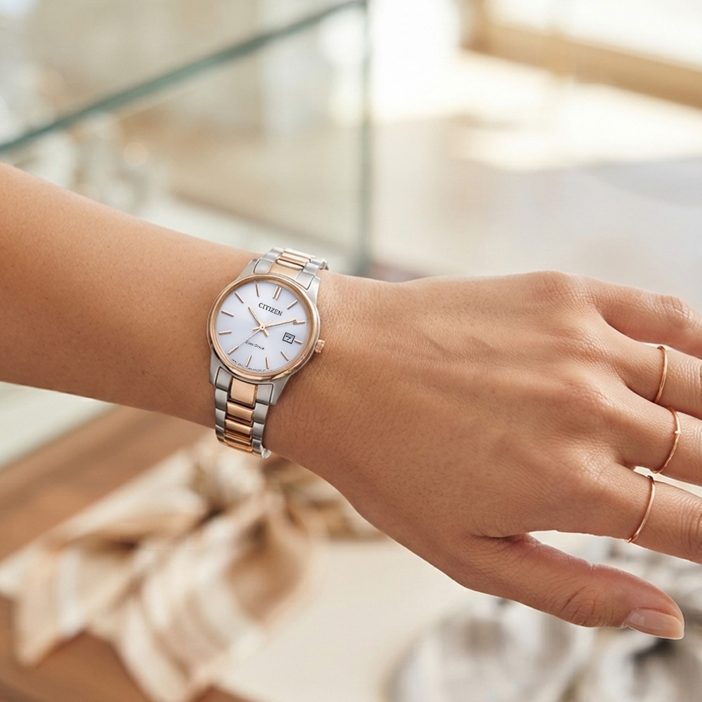 萬年鐘錶 - Citizen 星辰錶 經典光動能女錶 EW2746-53A 錶徑27.5MM