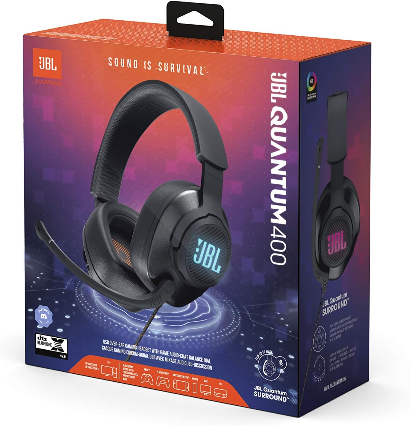 【預購】JBL N100803 Quantum 400 有線頭戴式遊戲耳機