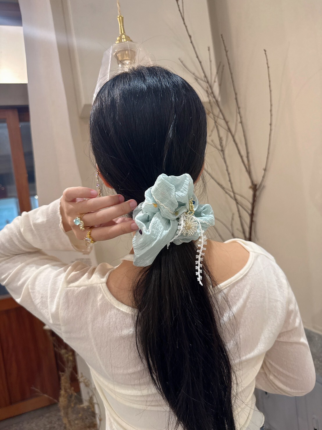 1007隱藏款。彩點煙花蝶結髮圈/大腸圈 (兩色)