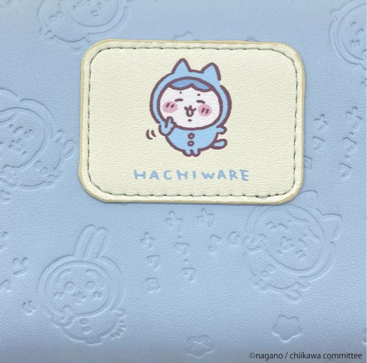 Chiikawa 印花徽章壓紋長錢包-藍色Hachiware