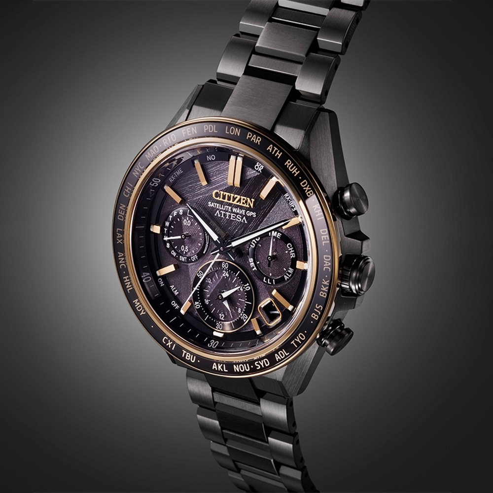 萬年鐘錶 - Citizen 星辰錶 LIGHT in BLACK 闇影之光 50週年限量鈦金屬GPS衛星光動能電波計時男錶 CC4078-51E 錶徑44.6MM