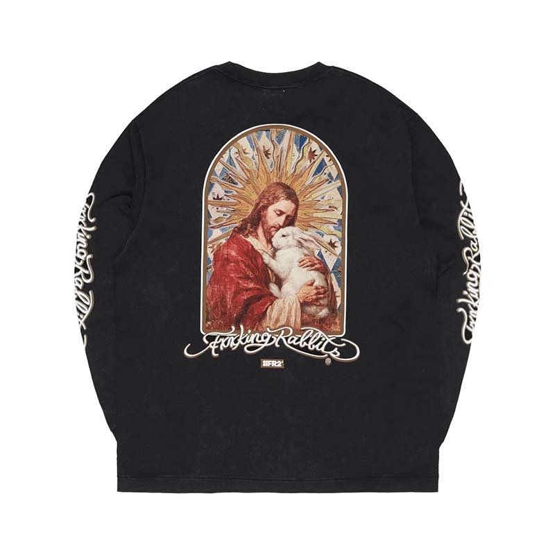 #FR2 Embroidery Carrot Rabbits Long Sleeve Tee 國際兔子日 長袖 黑色 FRC4915-BK [台灣現貨]