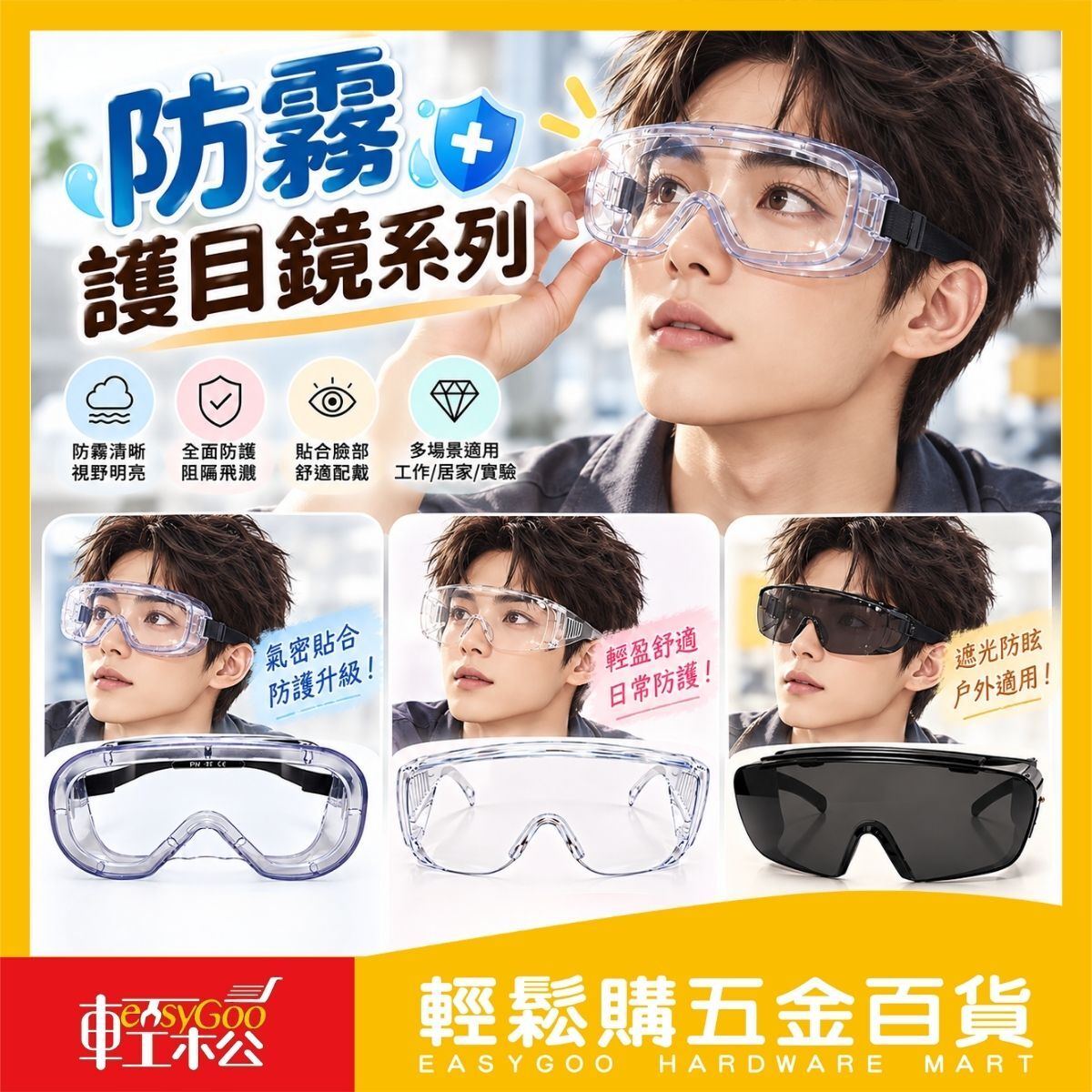 防霧護目鏡｜防護眼鏡 防飛沫眼鏡 防塵眼鏡 透明護目鏡 工作護目鏡 清潔防護【輕鬆購五金百貨】