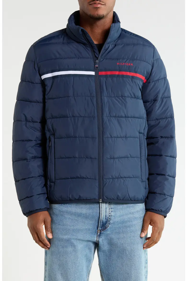 【預購】TOMMY HILFIGER N100812 Inset Knit Flag Logo 男裝條紋外套