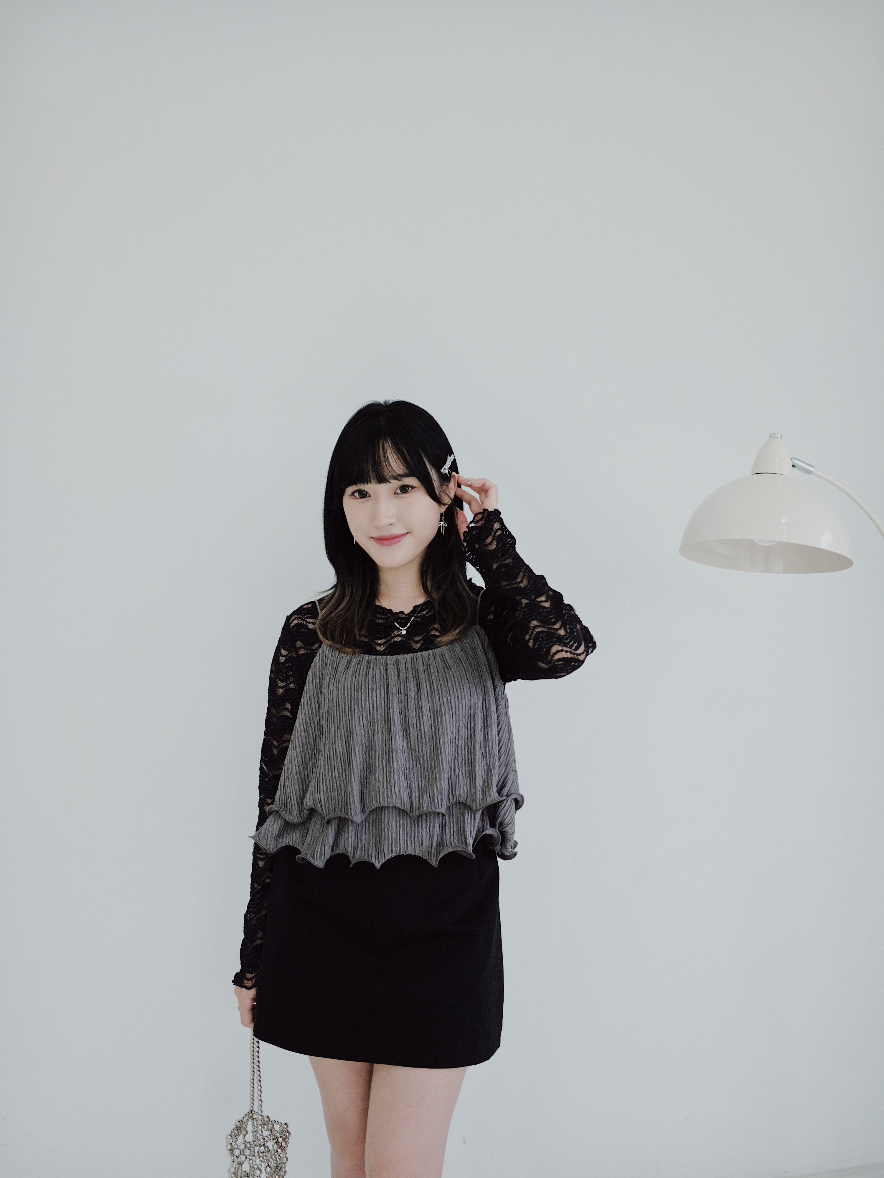 三色 / 肌理感雙層波浪傘擺背心 / Double-Tiered Wavy Flounce Cami Top