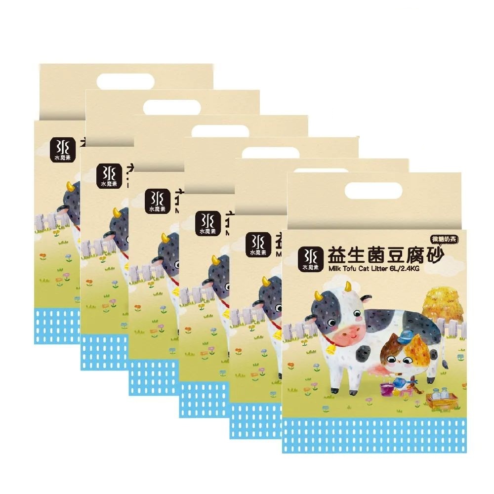 水魔素｜益生菌豆腐砂奶香版 1.5mm 2.4kg【6包/箱】【除臭加強x超強凝結】