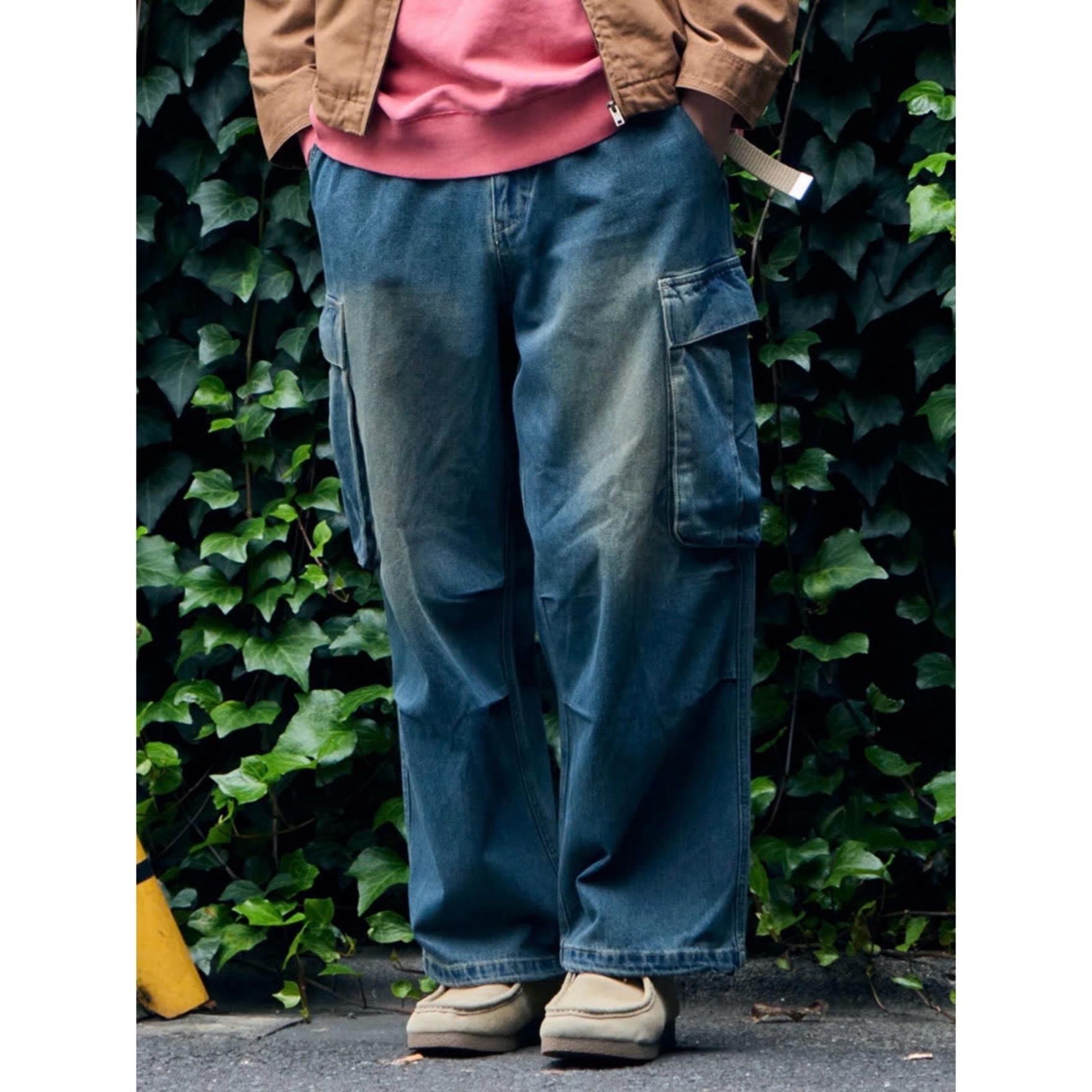 Philip Lumbang Vintage Denim Wide Cargo Pants