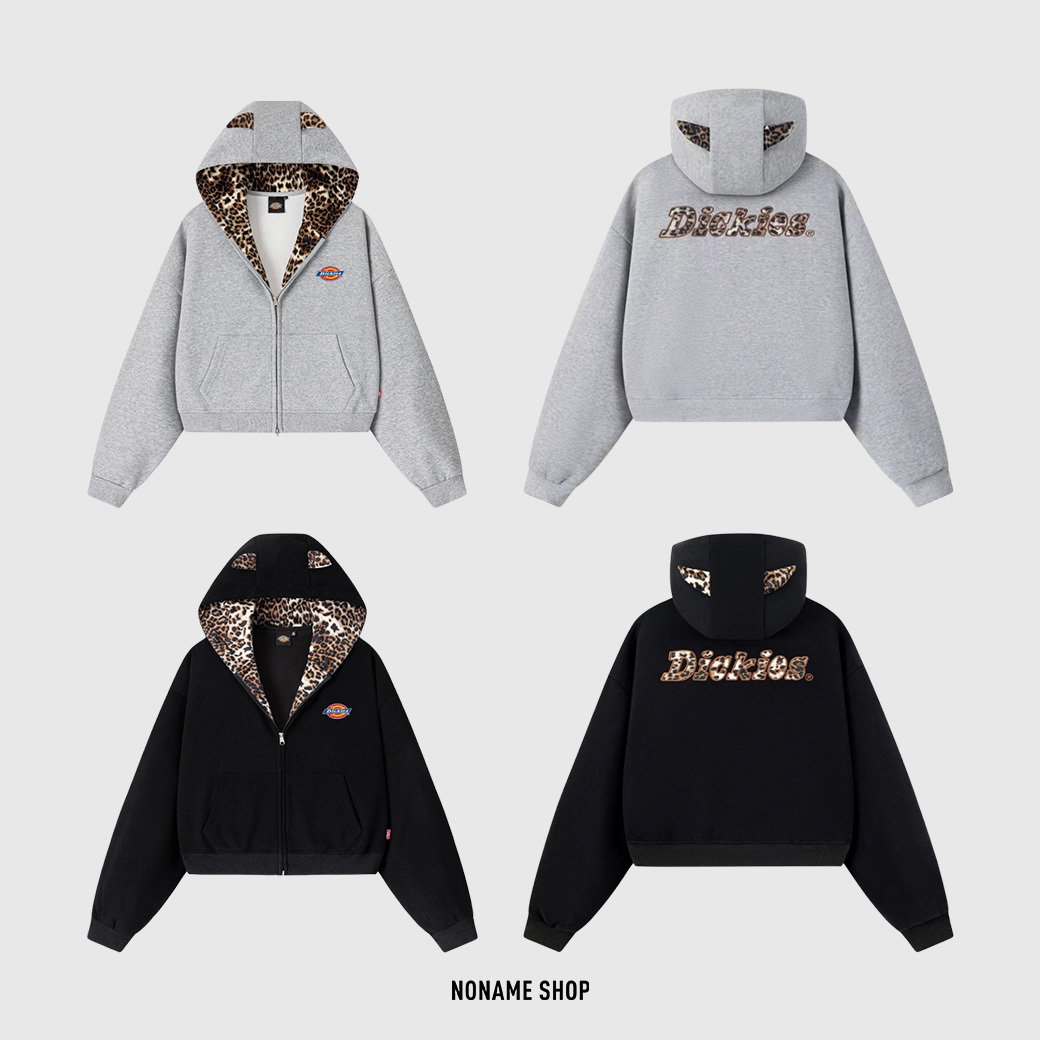 DICKIES 美式 豹紋 雙貓耳 拉鍊 連帽 外套 兩色 (南/女同款)