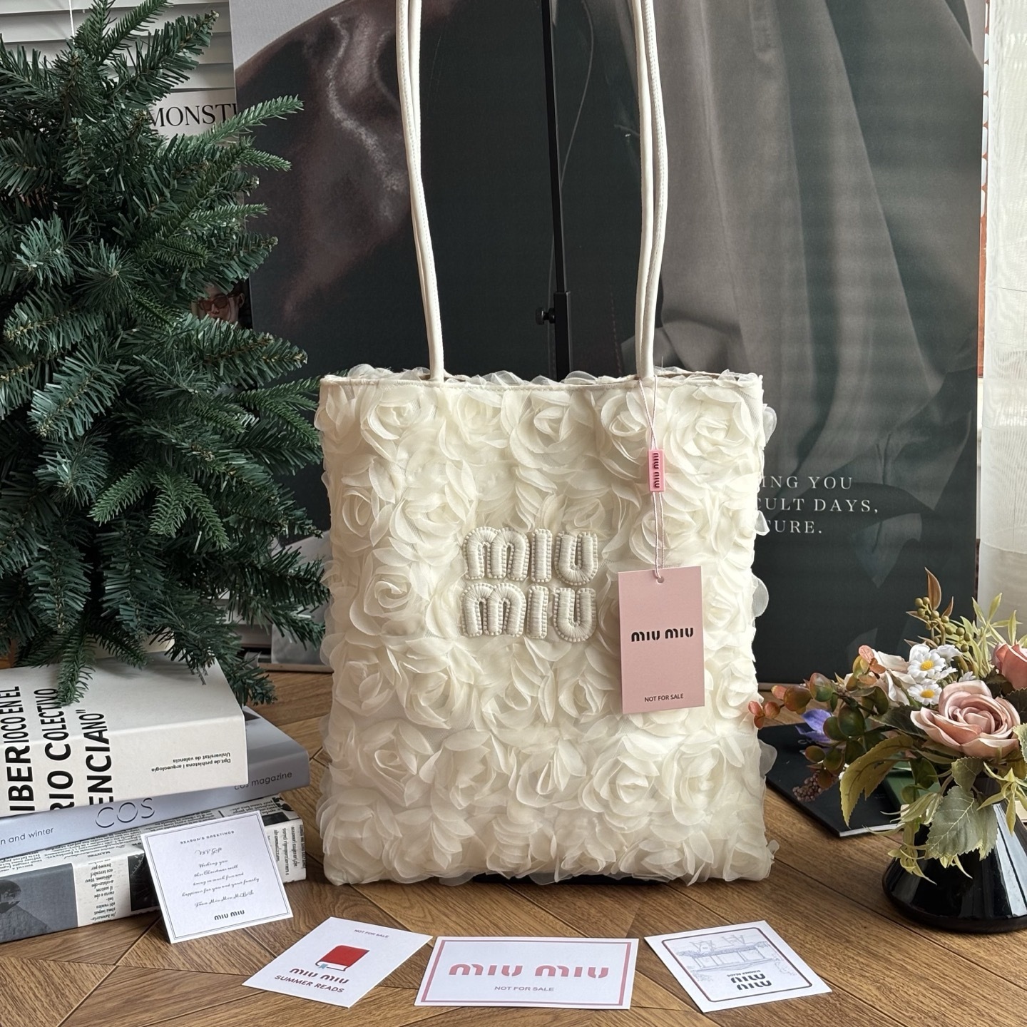 MIU MIU 立體面紗玫瑰贈品 Tote