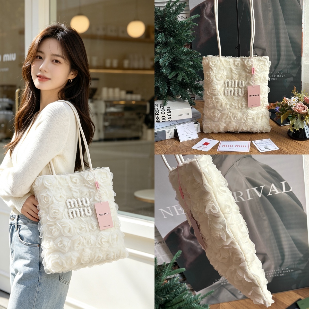 MIU MIU 立體面紗玫瑰贈品 Tote