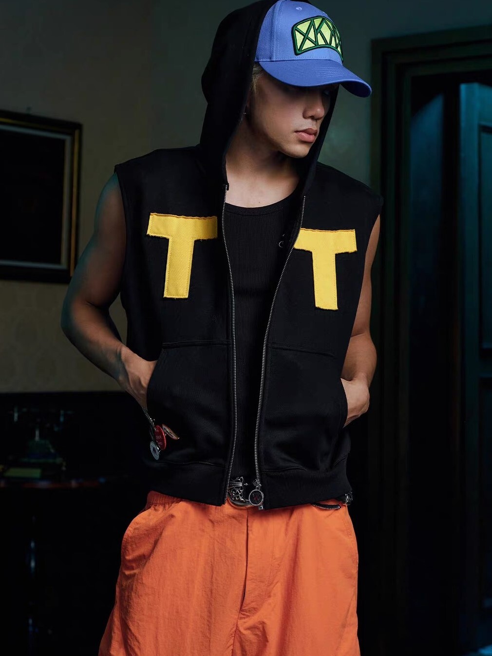 MEDM X Hunter × Hunter Collaboration Series: Killua Appliqué Hooded Zip-Up Vest