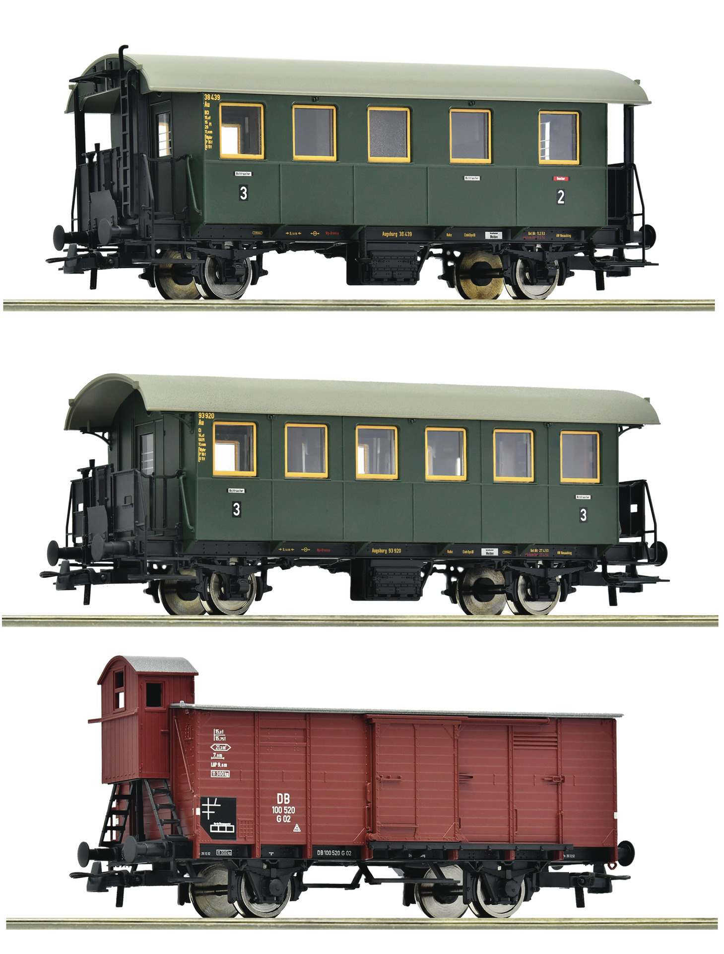 Roco 6200040 HO scale 3-piece set: Branch line train, DB