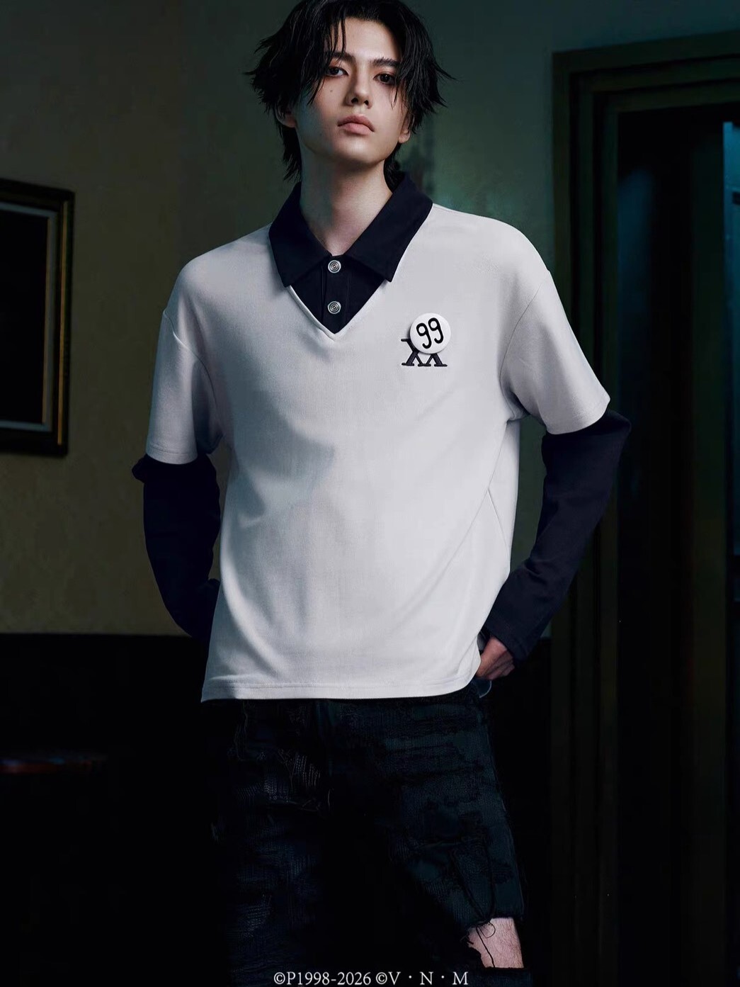 MEDM X Hunter × Hunter Collaboration Series Killua Color Block Polo Long-Sleeve T-Shirt