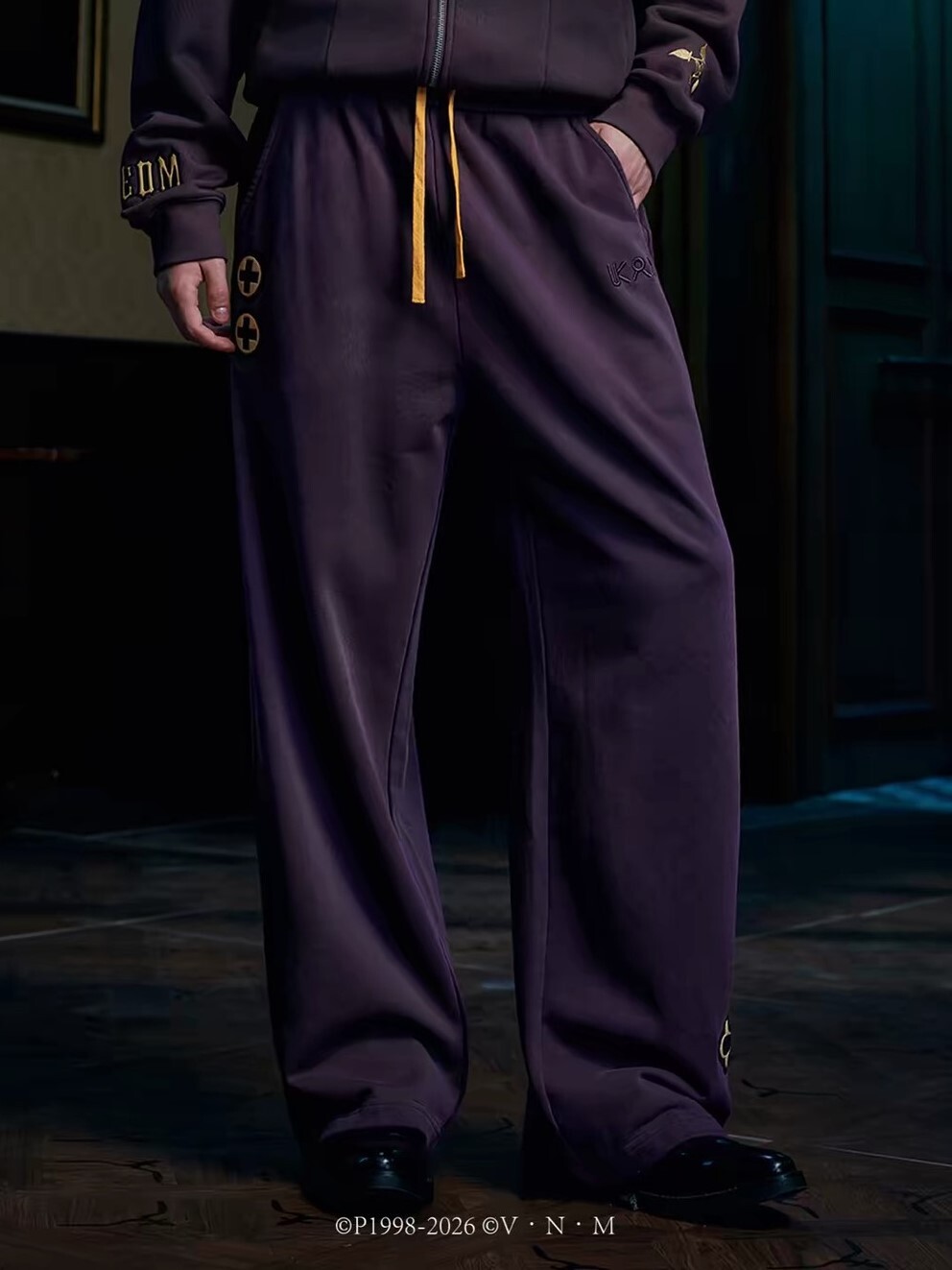 MEDM X Hunter × Hunter Collaboration Series: Kuroro Appliqué Embroidery Drawstring Cotton Pants