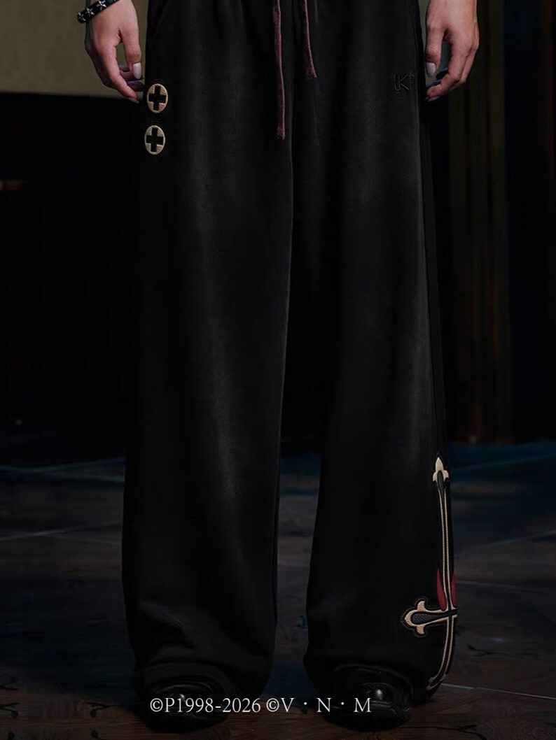 MEDM X Hunter × Hunter Collaboration Series: Kuroro Appliqué Embroidery Drawstring Cotton Pants