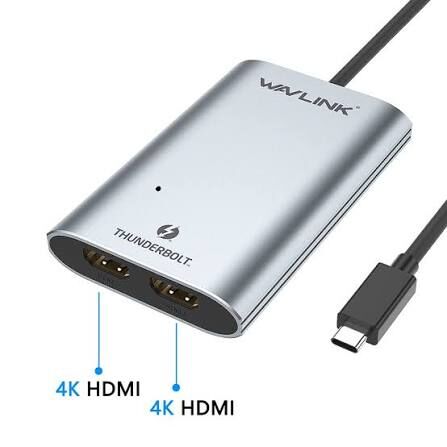 Wavlink WL-UTA02H 雷電 3 雙 HDMI 4K 影像轉接器