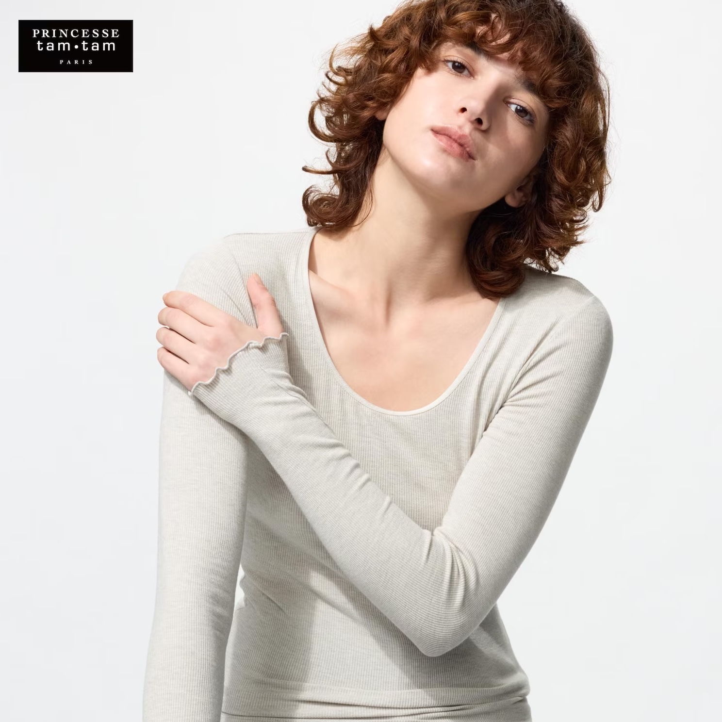 Uniqlo tam·tam 圓領喀什米爾極暖小花發熱衣