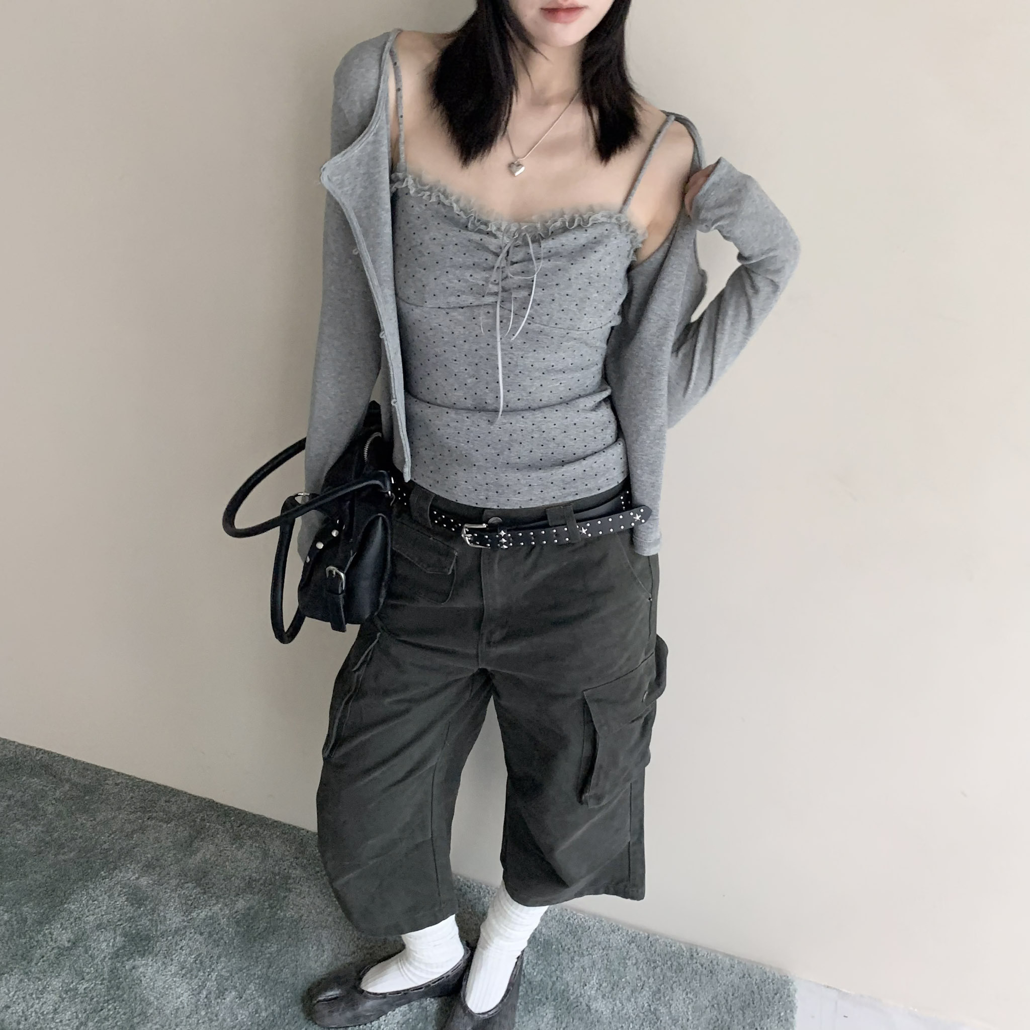 ISA_無法放過的波點! (1+1)蕾絲桃心領套裝_69019