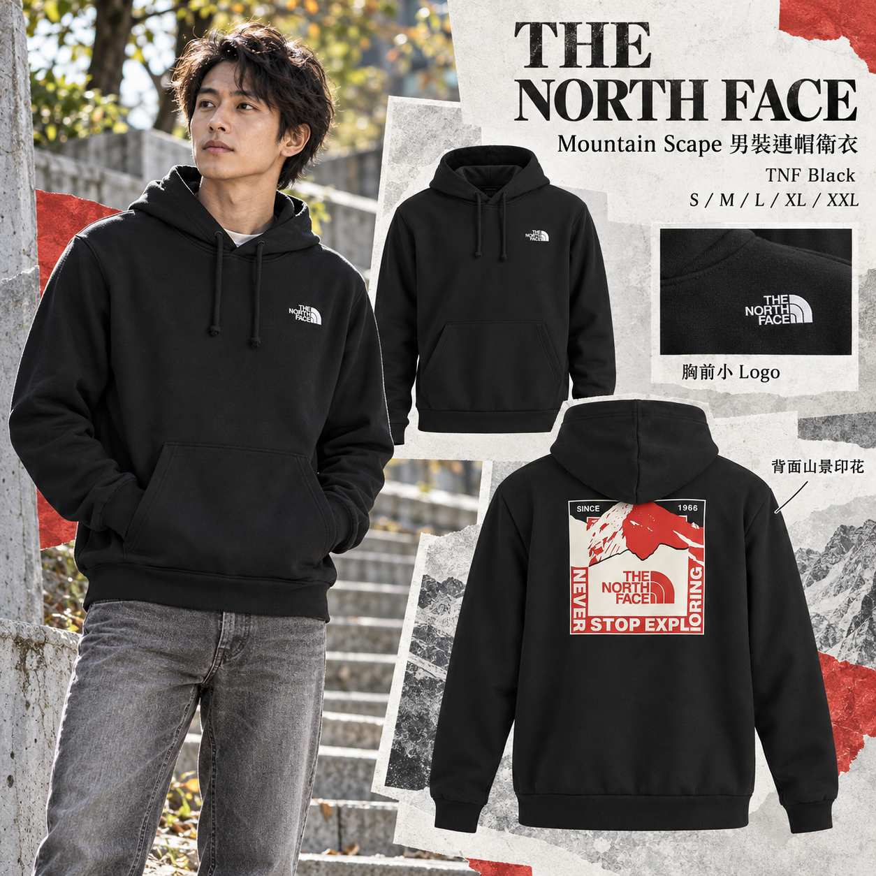 【預購】THE NORTH FACE N100810 Mountain Scape 男裝連帽衛衣