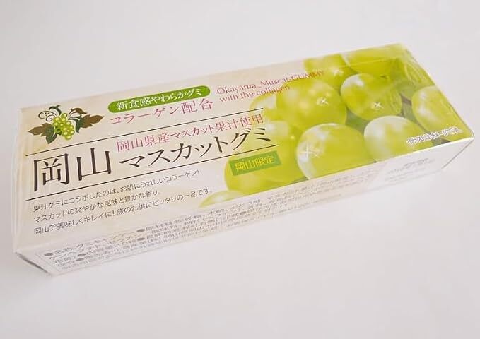 【岡山限定】水果膠原軟糖10顆/盒,清水白桃/晴王葡萄*2盒"(J2610 YB708)