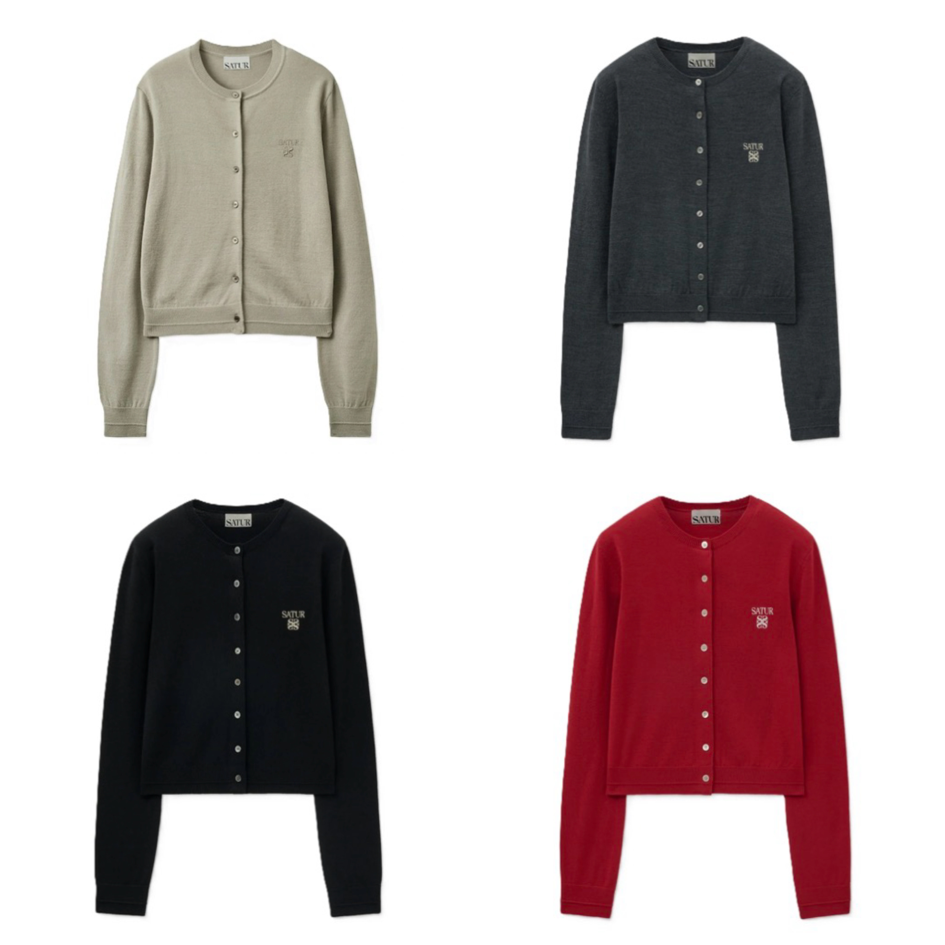 【18】SATUR W Loren Basic Crewneck Fine Cardigan - 4色選擇
