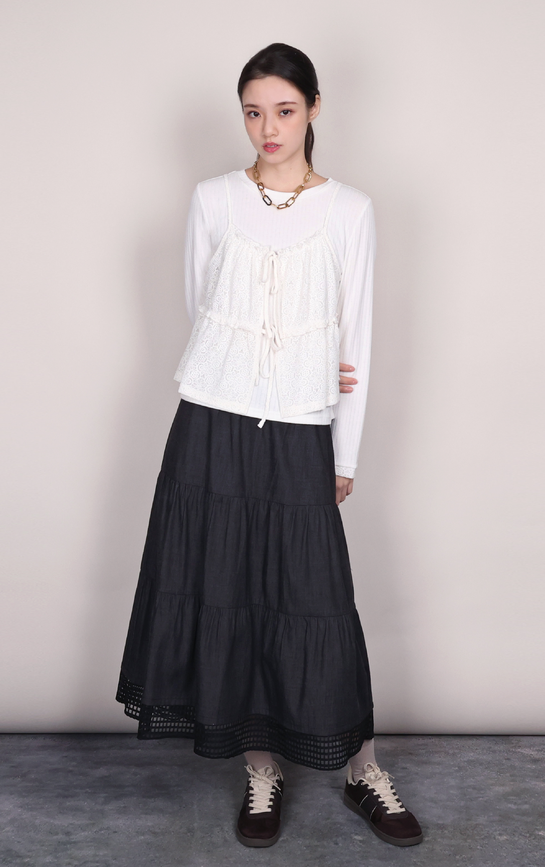 蕾絲外搭綁帶長袖上衣 TS0233