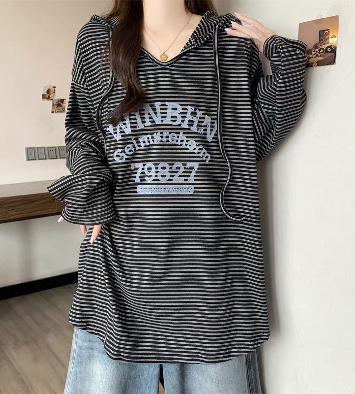 磨毛79827條紋連帽大版衣
