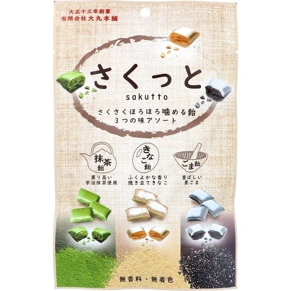 【大丸本鋪】4包裝  綜合口味脆心糖  （抹茶・黃豆粉・黑芝麻）" (J2610 YB711)