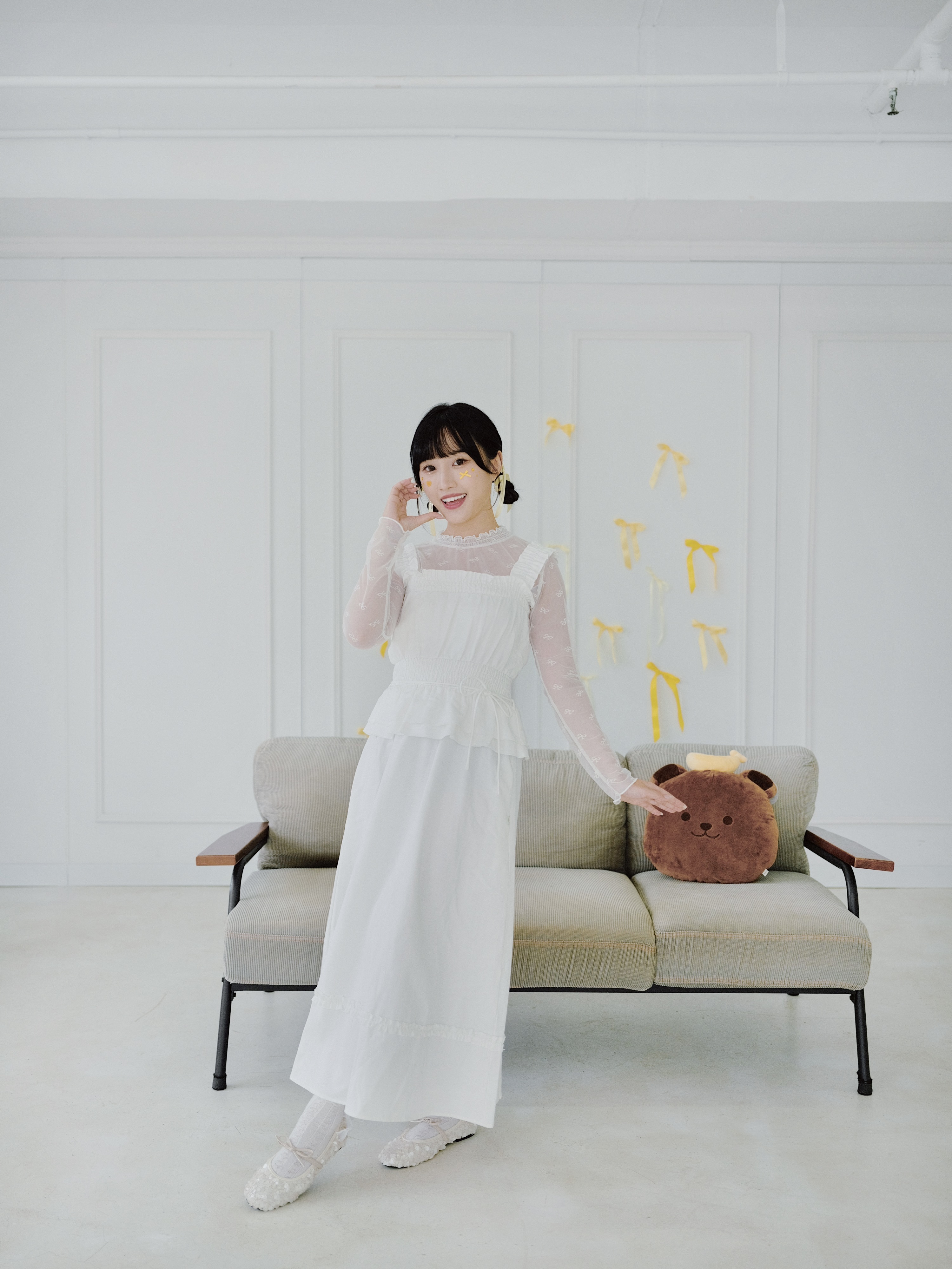 三色 / 方領束褶修腰背心連身裙 / Square Neck Smocked Waist Peplum Dress