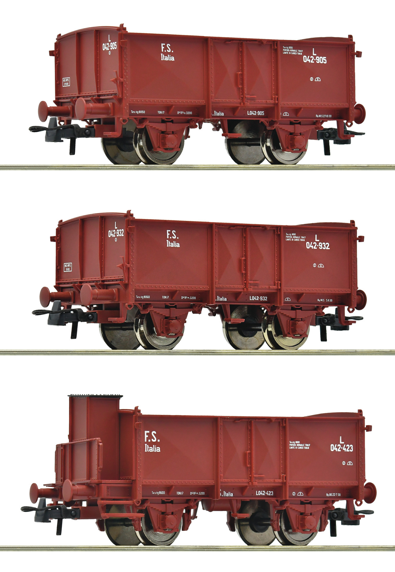 Roco 6600088 HO scale 3-piece set: Open goods wagons, FS