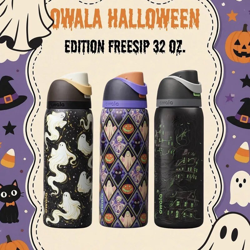 【Luxury】 Owala萬聖節限定主題水壺 Halloween萬聖節限量款保溫杯24/32oz 方便攜車載雙飲吸管水壺