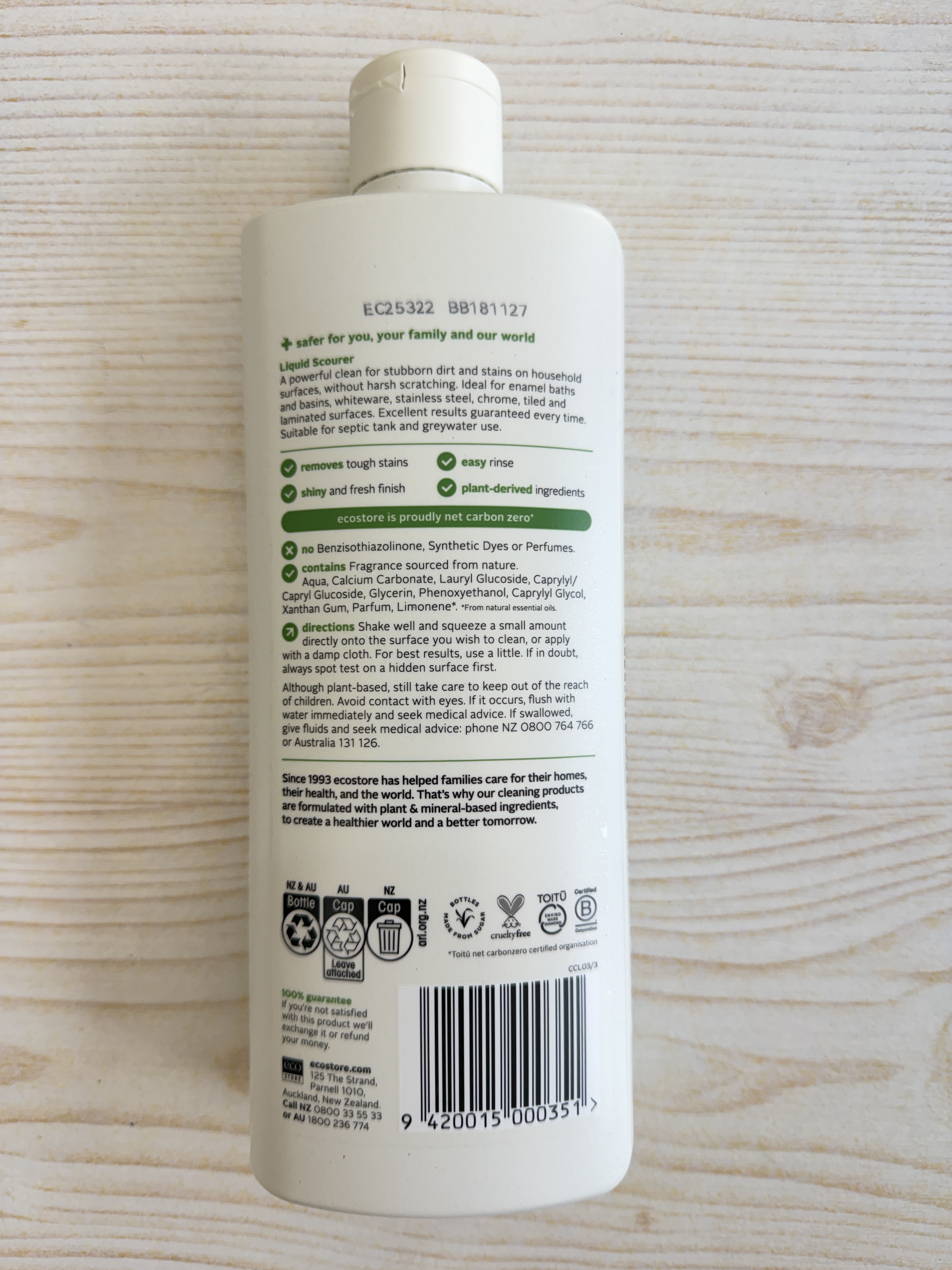 Ecostore liquid scourer 375ml (best before 18 Nov 2027)