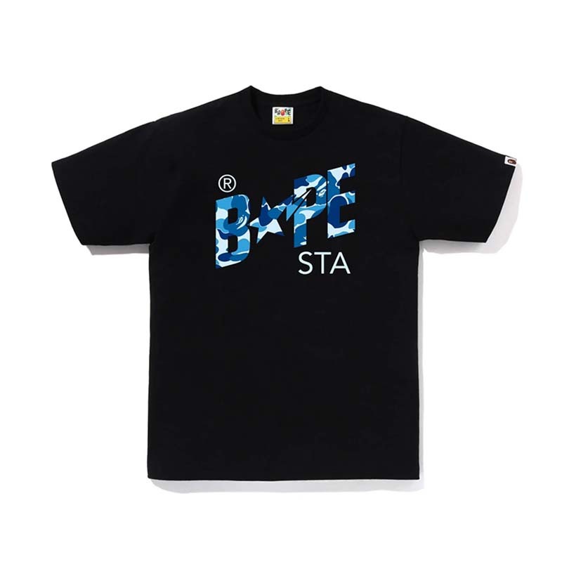 BAPE ABC CAMO BAPE STA TEE 藍迷彩字體 流星 短袖 黑色 1M80110008-BE [台灣現貨]
