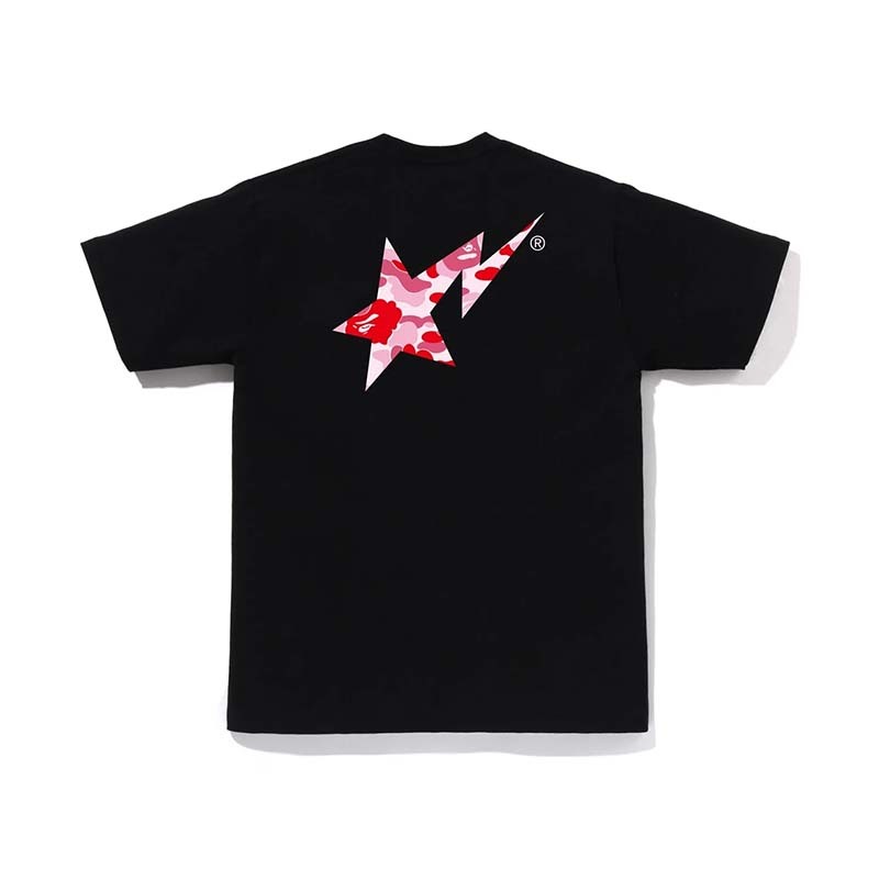 BAPE ABC CAMO BAPE STA TEE 粉迷彩字體 流星 短袖 黑色 1M80110008-BK [台灣現貨]