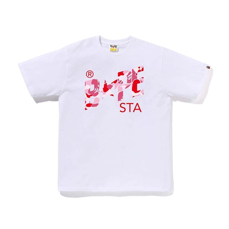 BAPE ABC CAMO BAPE STA TEE 粉迷彩字體 流星 短袖 白色 1M80110008-WK [台灣現貨]