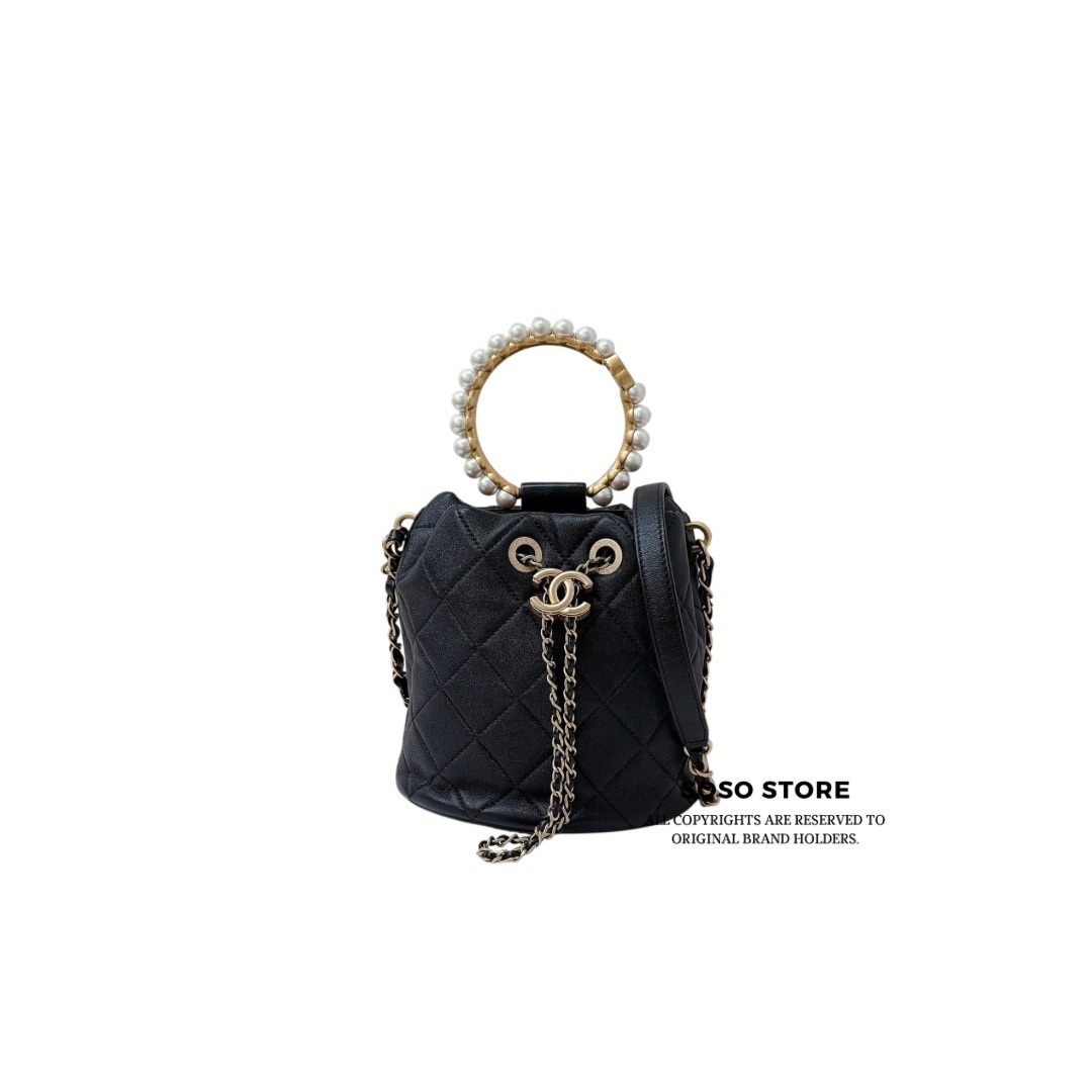 Chanel Pearl Handle Bag - Black / GHW