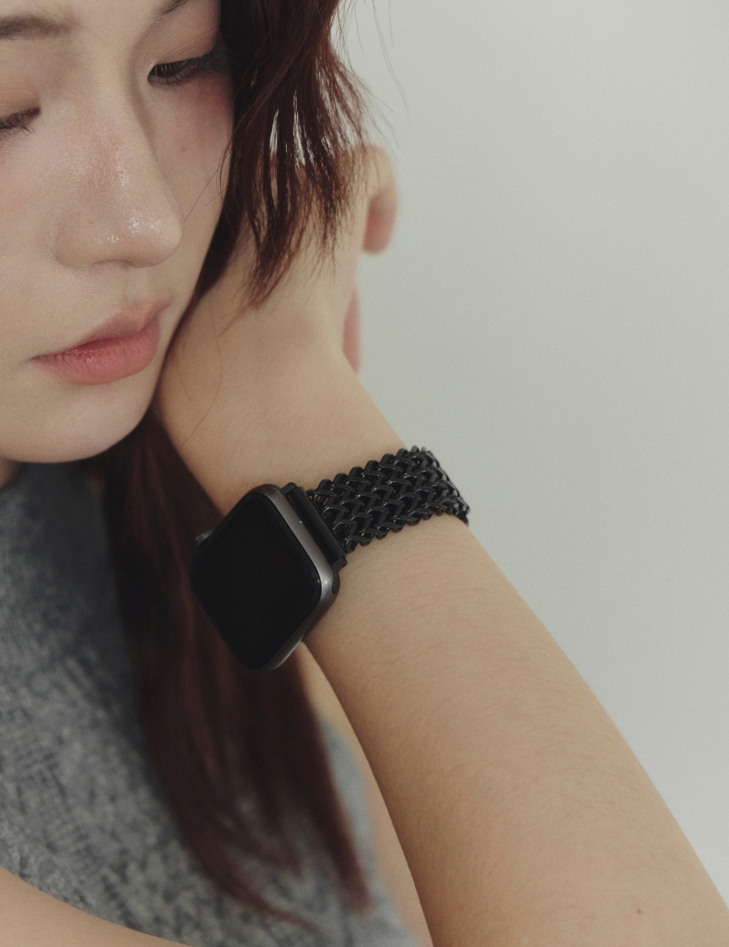 Apple Watch 不鏽鋼低調奢華編織錶帶 (黑色)