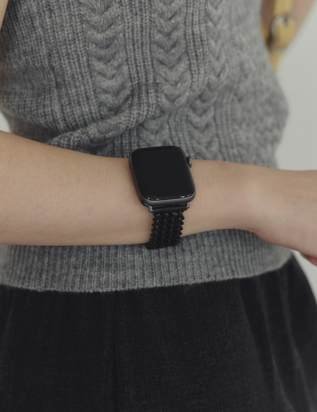 Apple Watch 不鏽鋼低調奢華編織錶帶 (黑色)