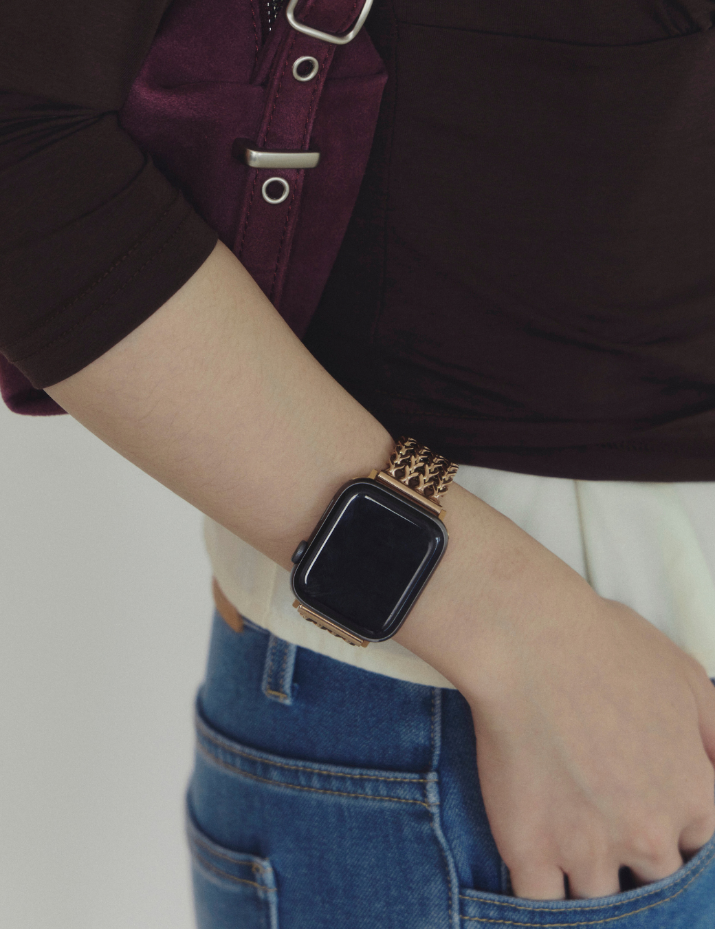 Apple Watch 不鏽鋼低調奢華編織錶帶 (玫瑰金)