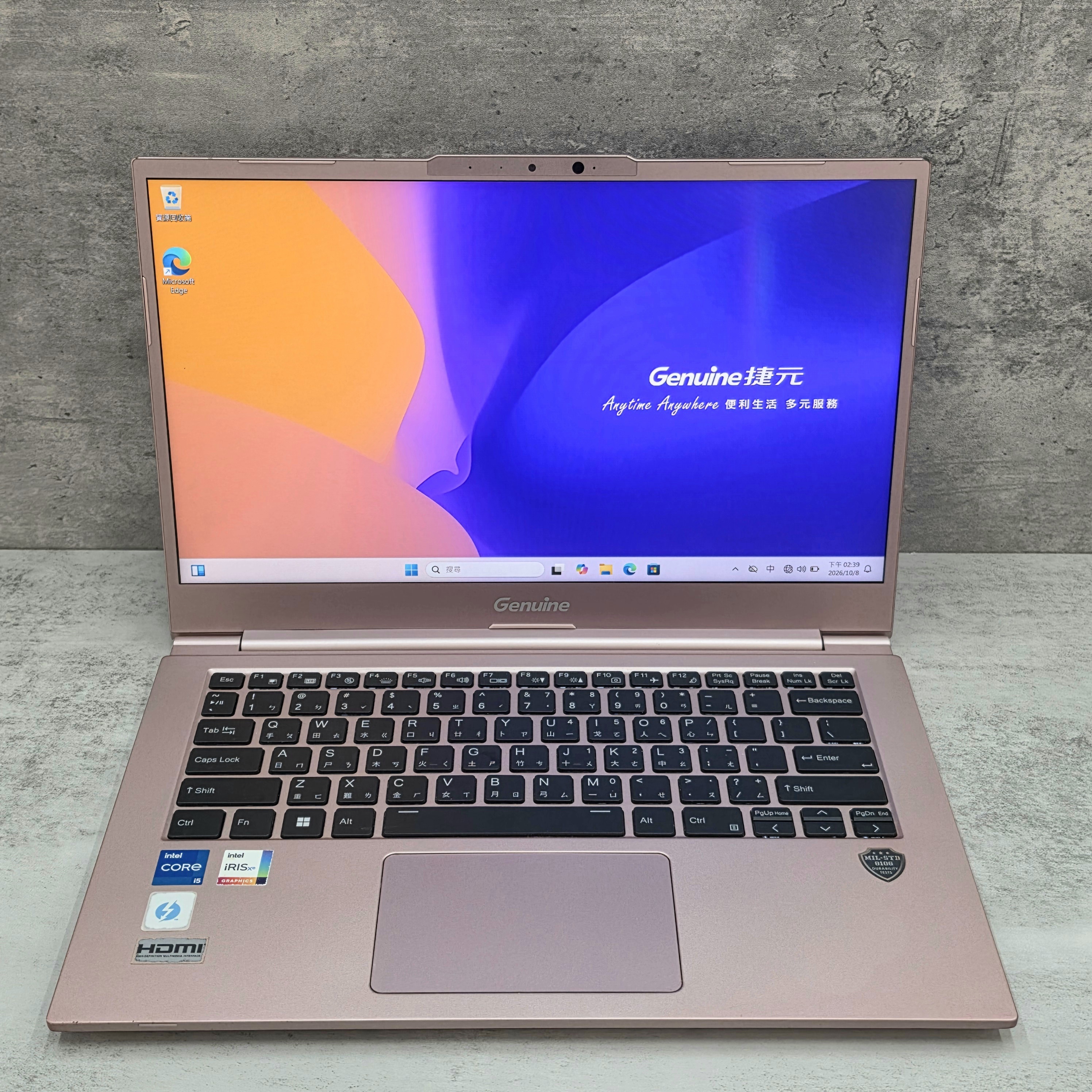 二手筆電｜捷元 Genuine 14X Pro 14 吋 Intel Core i5-1135G7 16GB RAM 512GB SSD 霧粉玫瑰色