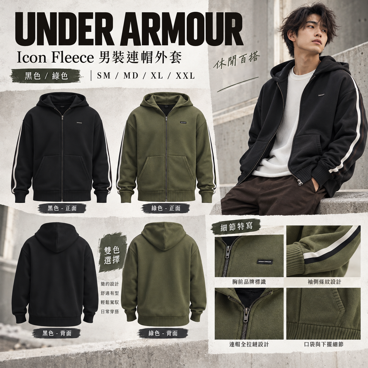 【預購】UNDER ARMOUR N100831 Icon Fleece 男裝連帽外套