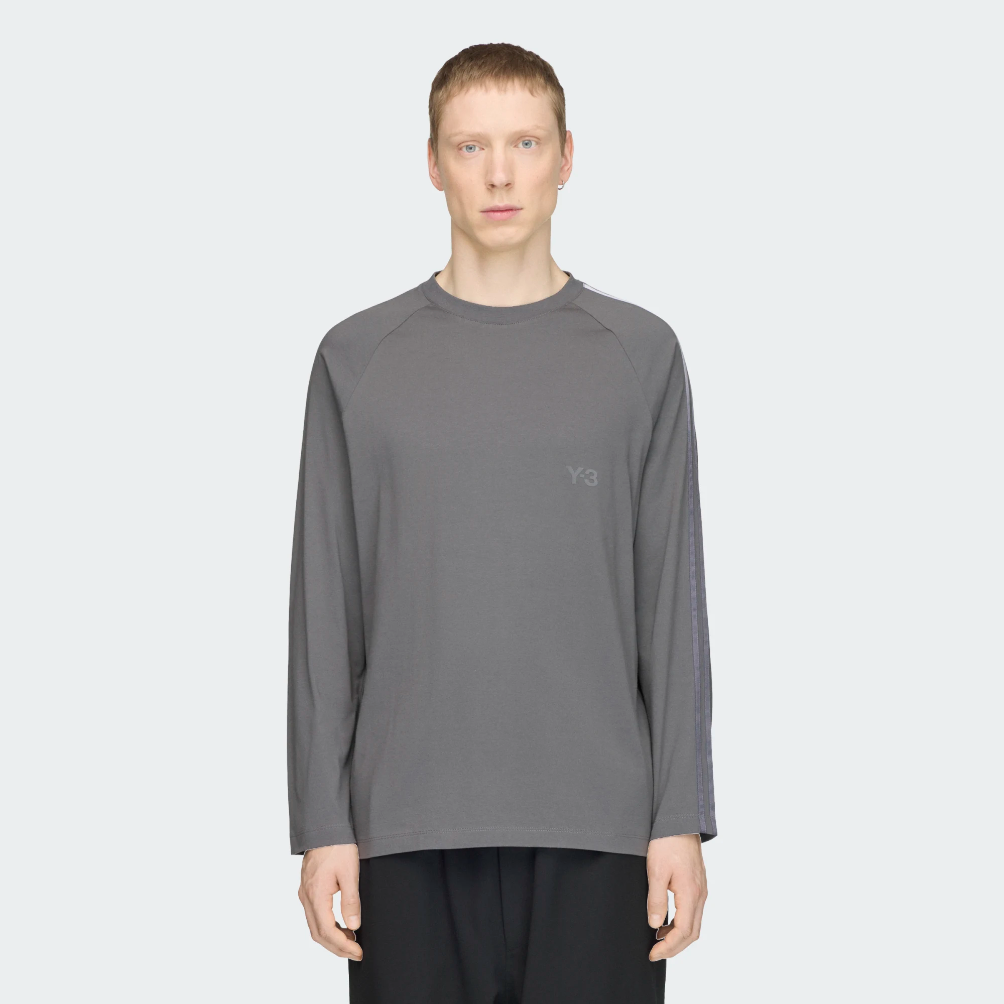【 Y-3 OVS GRD 3S LS T 漸層三條紋長袖TEE - 灰 】