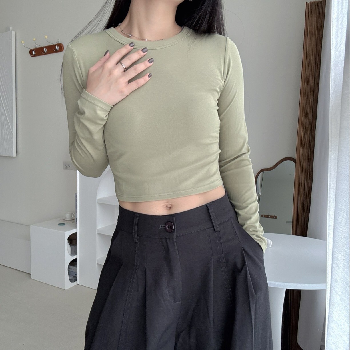 基本百搭款素面長袖bra T（預購）