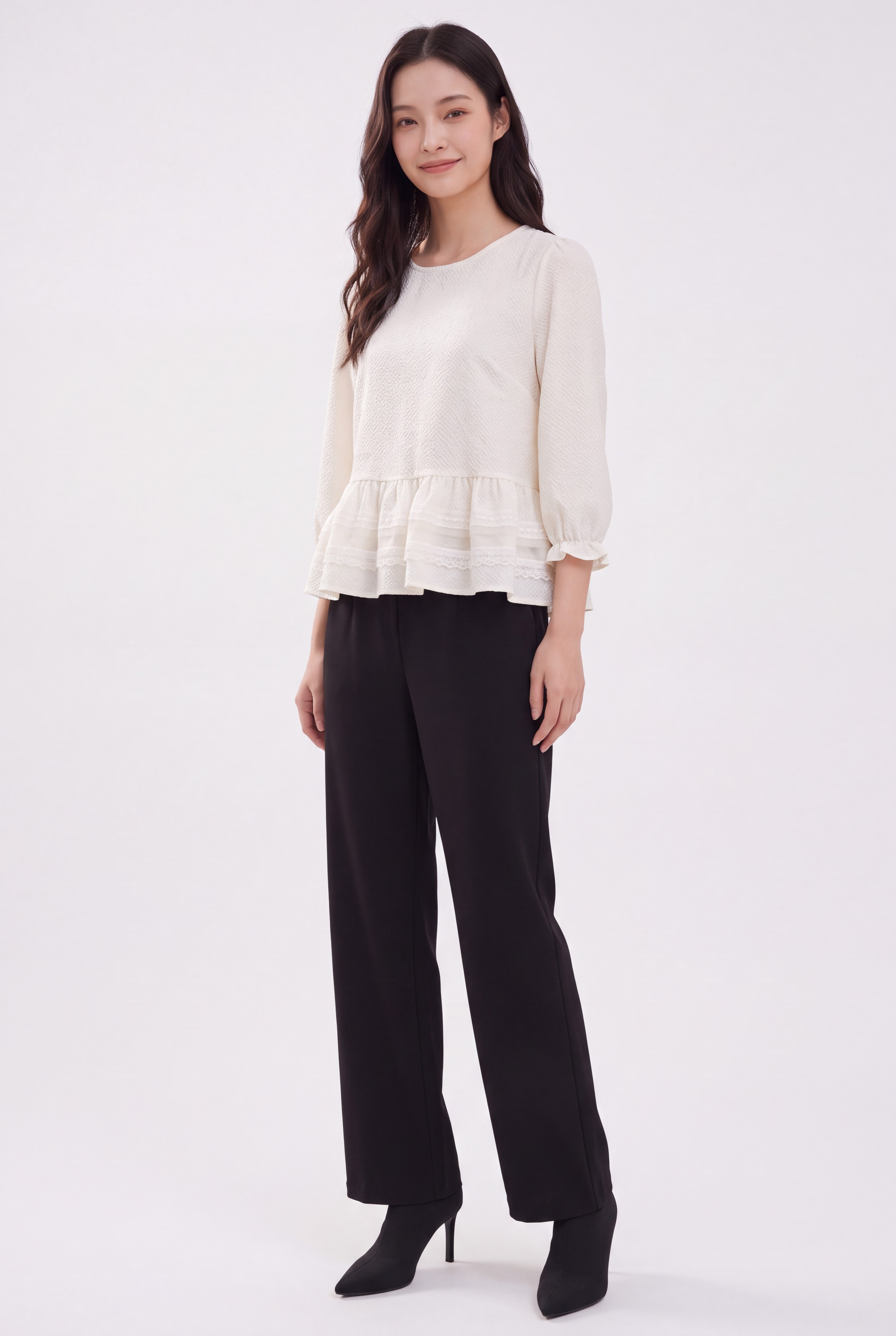 High-Waisted Contrast Trim Straight Pants PT0525