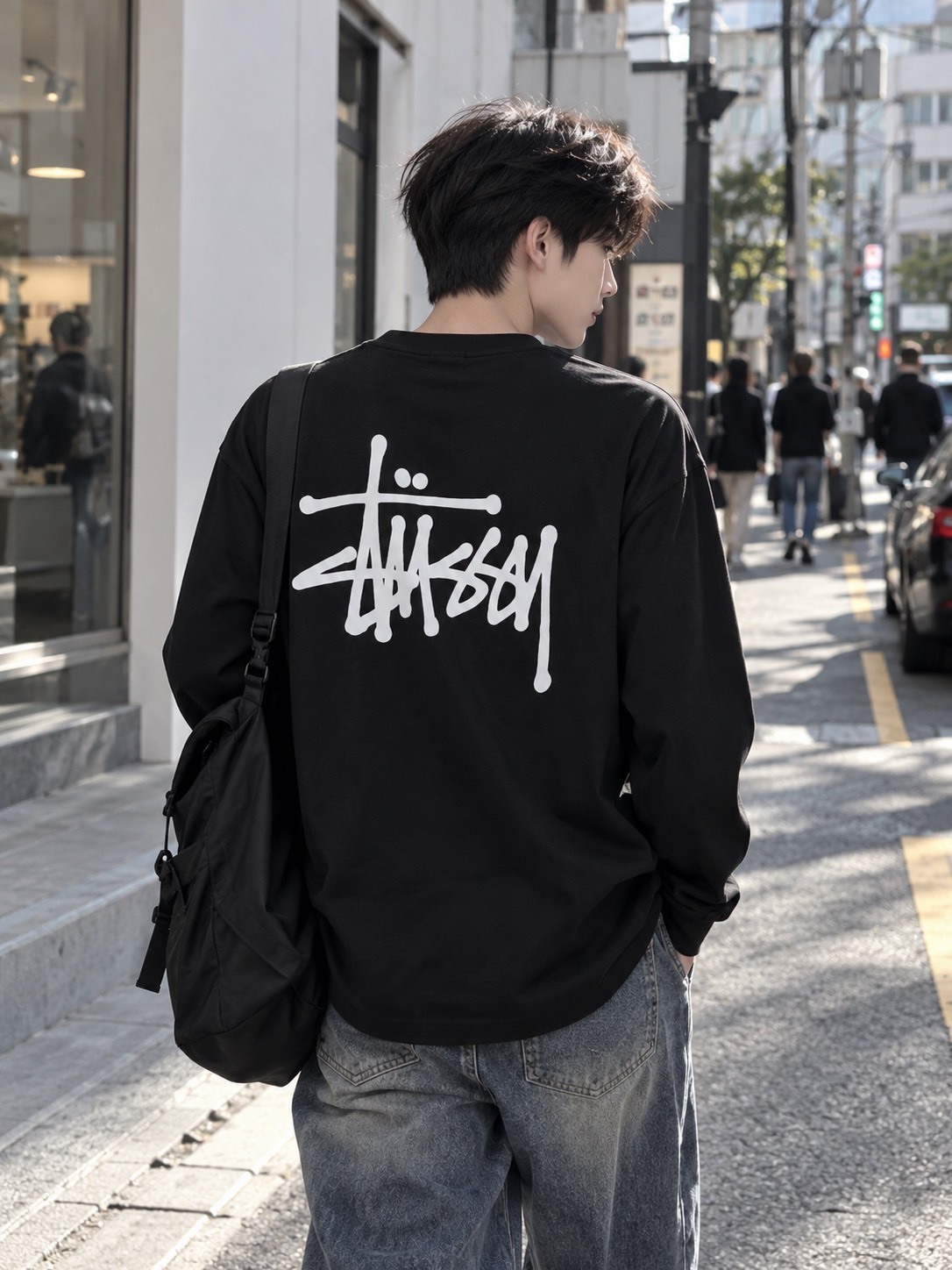 STUSSY SS22 經典款 LOGO 基本款 圓領長袖 男女同款