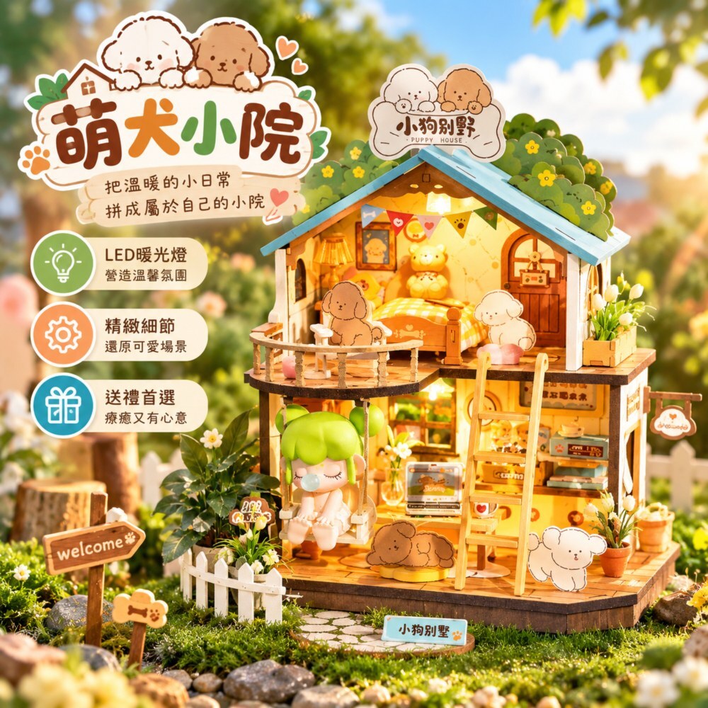 DIY袖珍小屋_【DG169】Rolife若來_萌犬小院