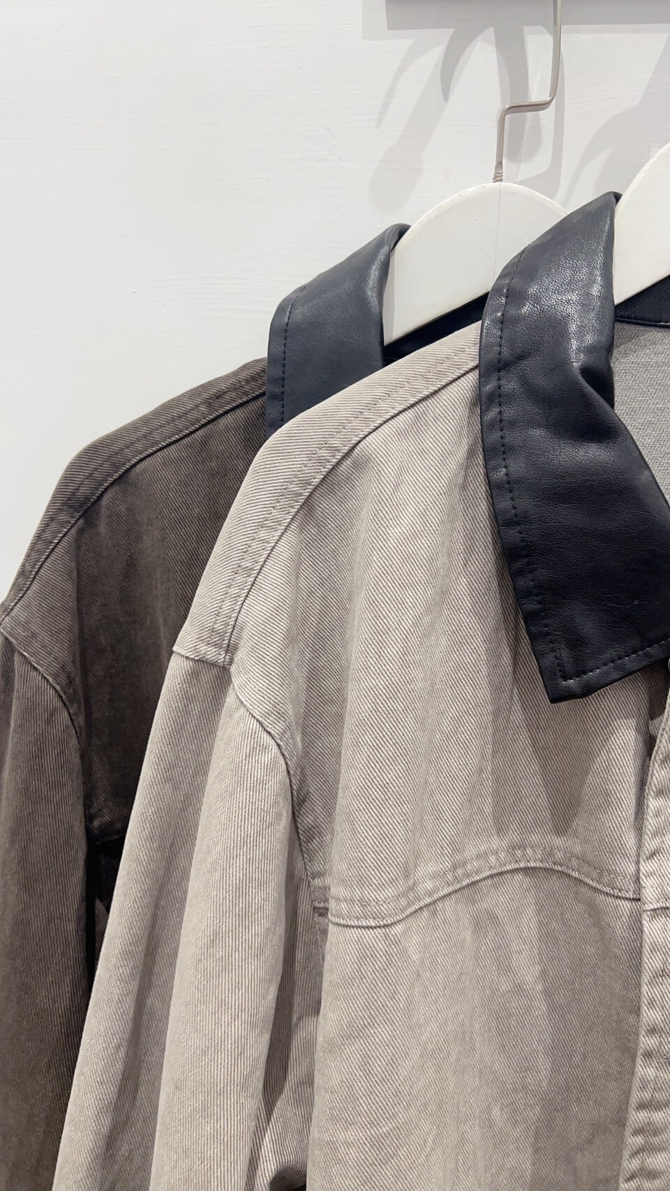 Heavyweight leather-panelled oversized jacket