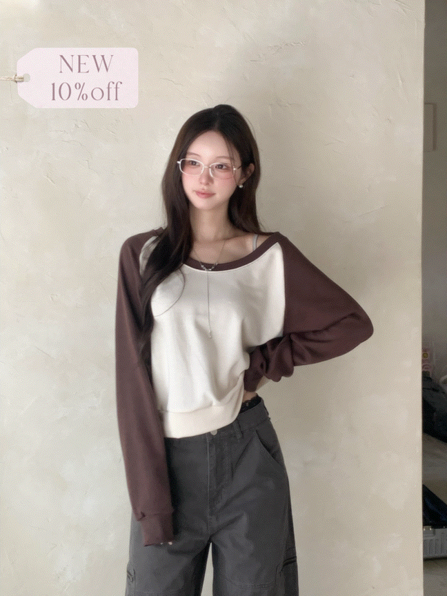Archive 復古拼色圓領長袖T